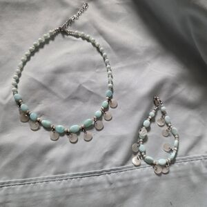 Elegant Silver and Mint Jewelry Set